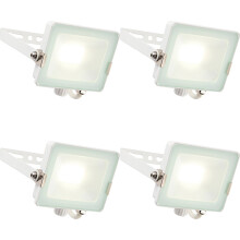 4 PACK Outdoor Waterproof LED Floodlight - 20W Cool White LED - Matt White