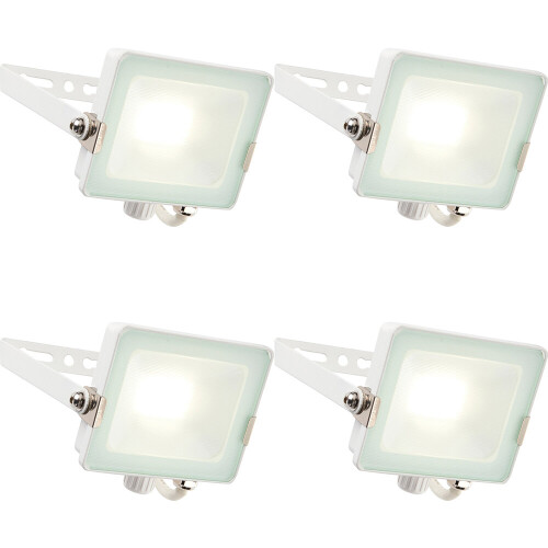 Loops 4 PACK Outdoor Waterproof LED Floodlight - 20W Cool White LED - Matt White