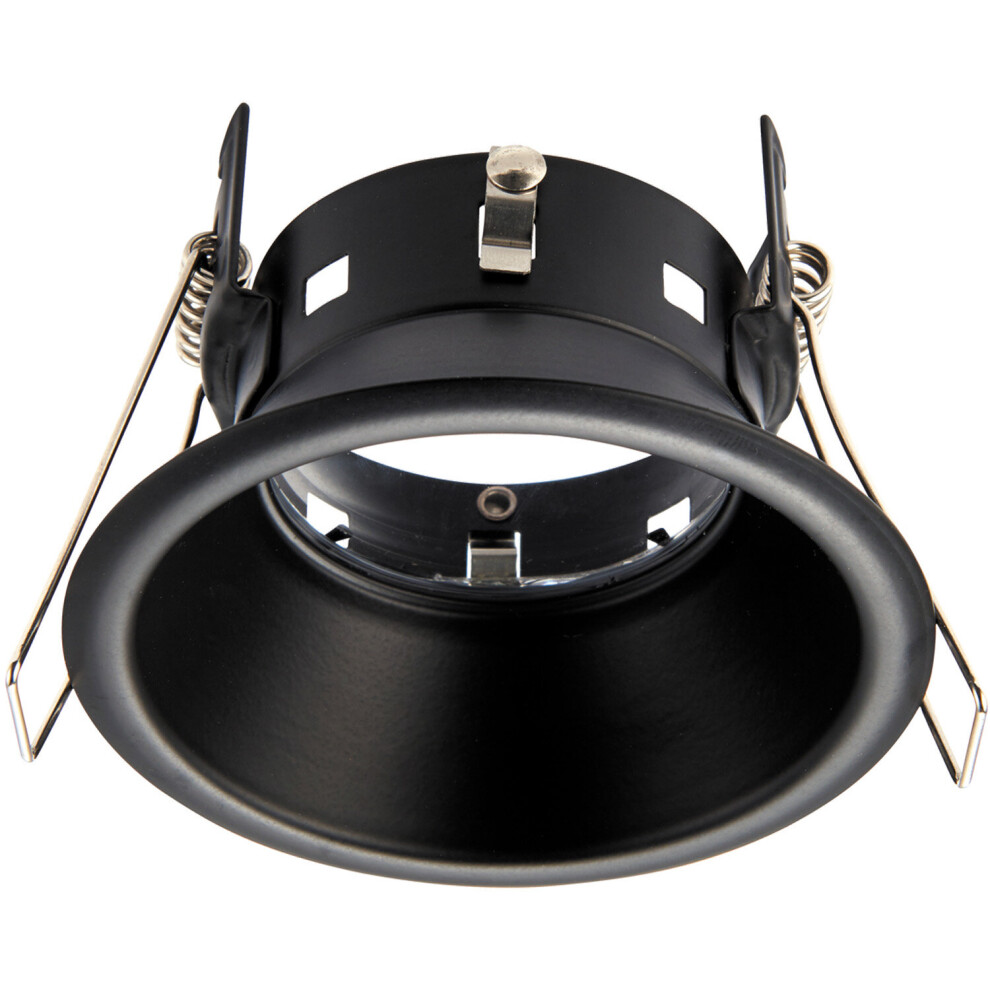 Loops Anti-Glare Recessed Bathroom Downlight - 50W Gu10 Reflector - Black