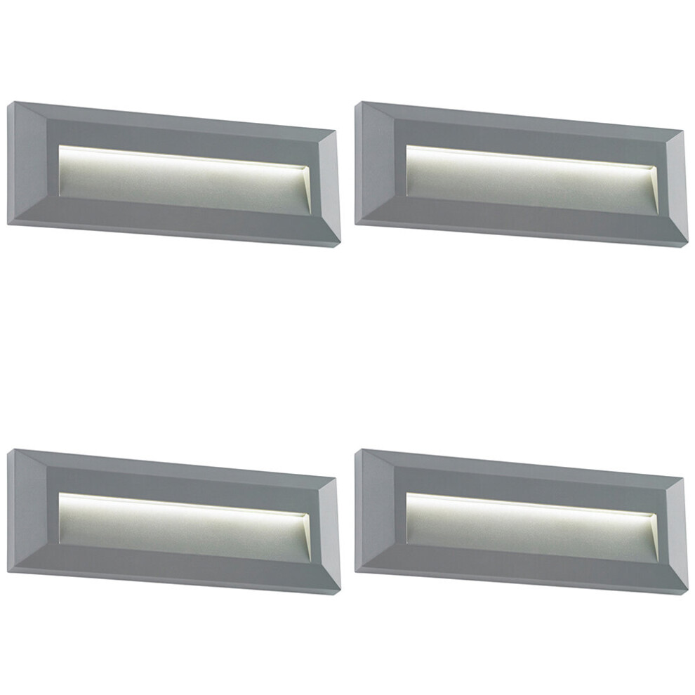 4 PACK Outdoor Pathway Guide Light - Indirect 2W Warm White LED - Gray ABS