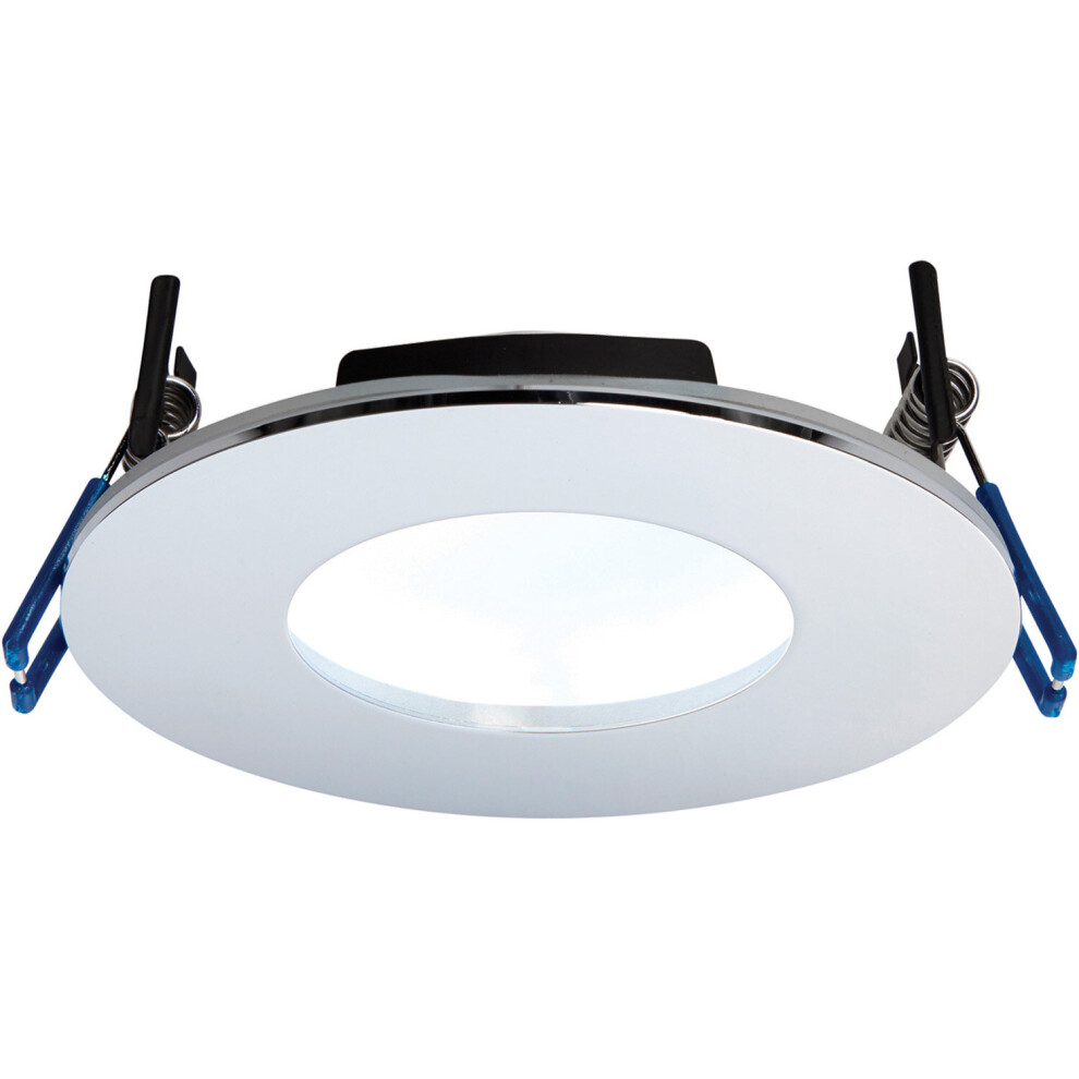 Chrome Recessed Bathroom Downlight - 9W Cool White LED - IP65 Rated