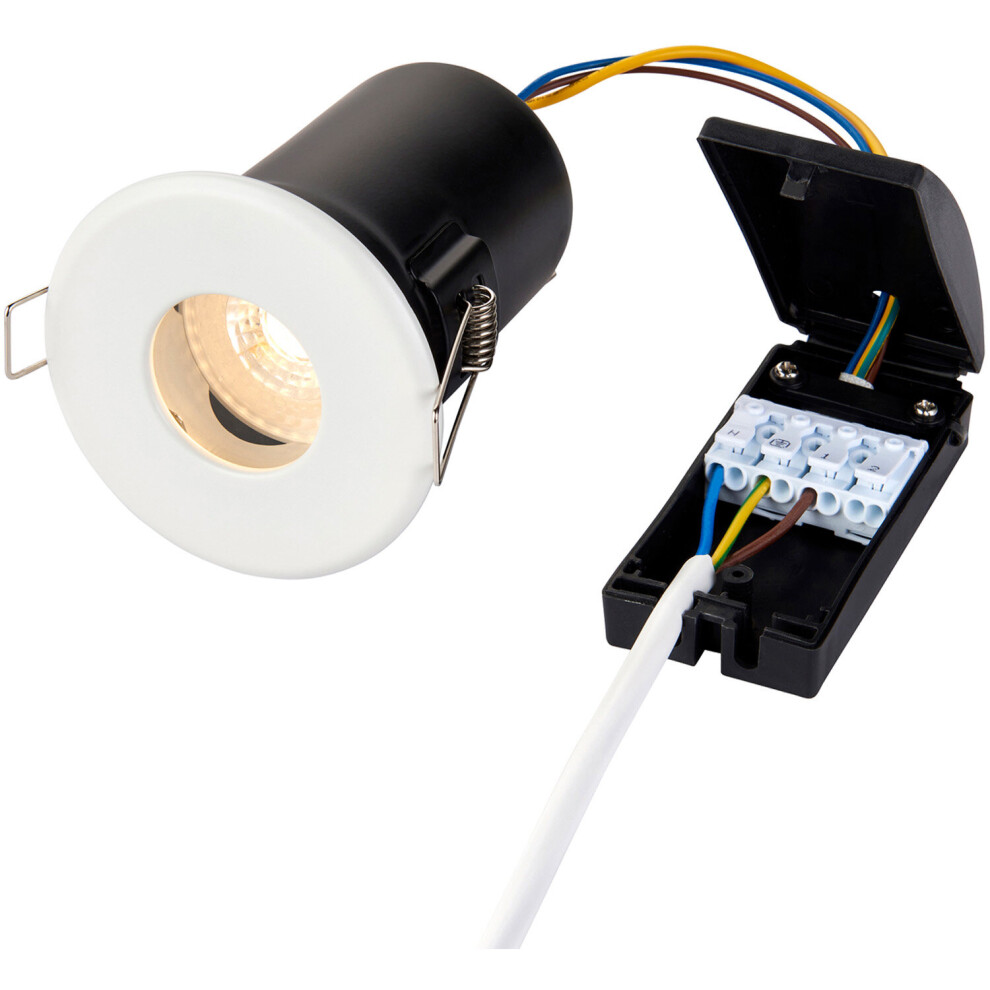 Loops Matt Recessed Bathroom Downlight - 50W Gu10 Reflector - Ip65 White
