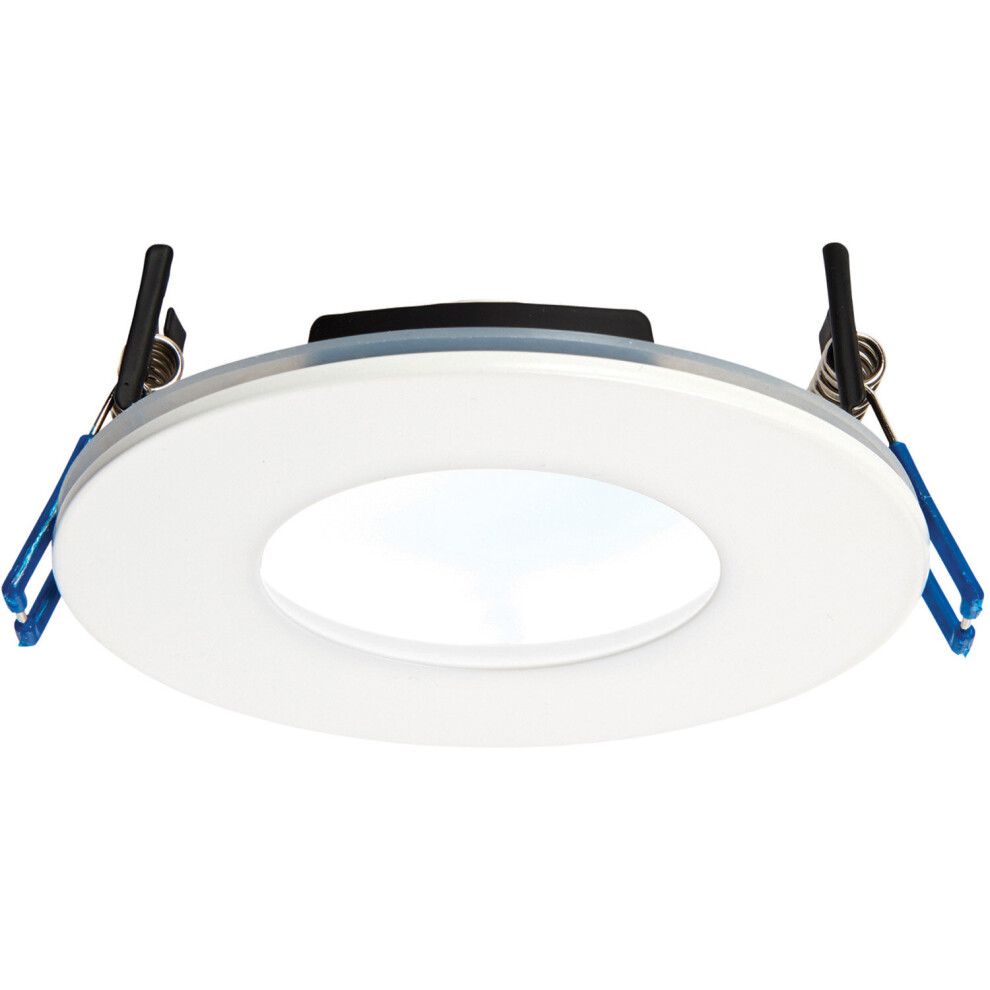 Matt White Recessed Bathroom Downlight - 9W Cool White LED - Slim Ceiling Light