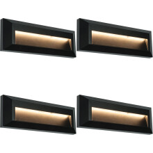 4 PACK Outdoor Pathway Guide Light - Indirect 2W Warm White LED - Black ABS