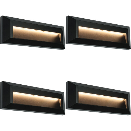 Loops 4 PACK Outdoor Pathway Guide Light - Indirect 2W Warm White LED - Black ABS