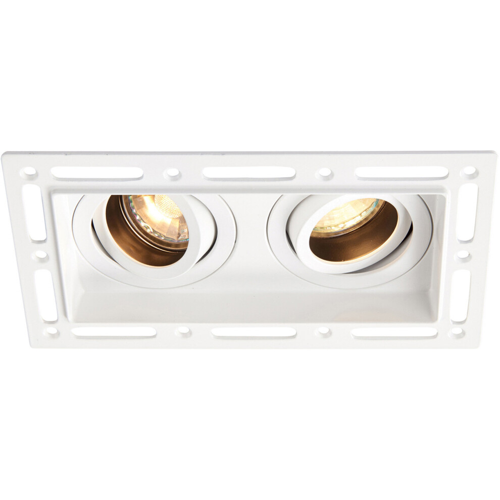 Twin Trimless Plaster-In Downlight - 2 x 50W GU10 Reflector LED - Matt White