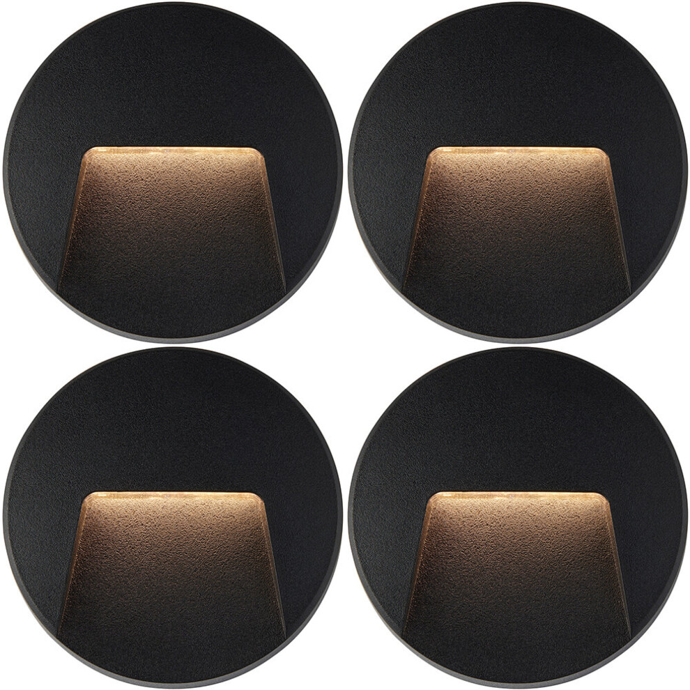 Loops Unisex Black 4 Pack Round Outdoor Ip65 Pathway Guide Light - Indirect Cct Led - Abs Small - Image 2