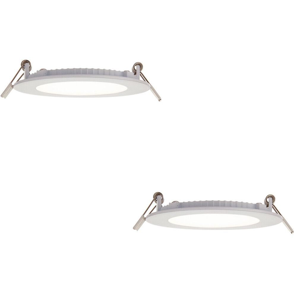 2 PACK Ultra Slim Recessed Ceiling Downlight - 6W Cool White LED - IP44 Rated