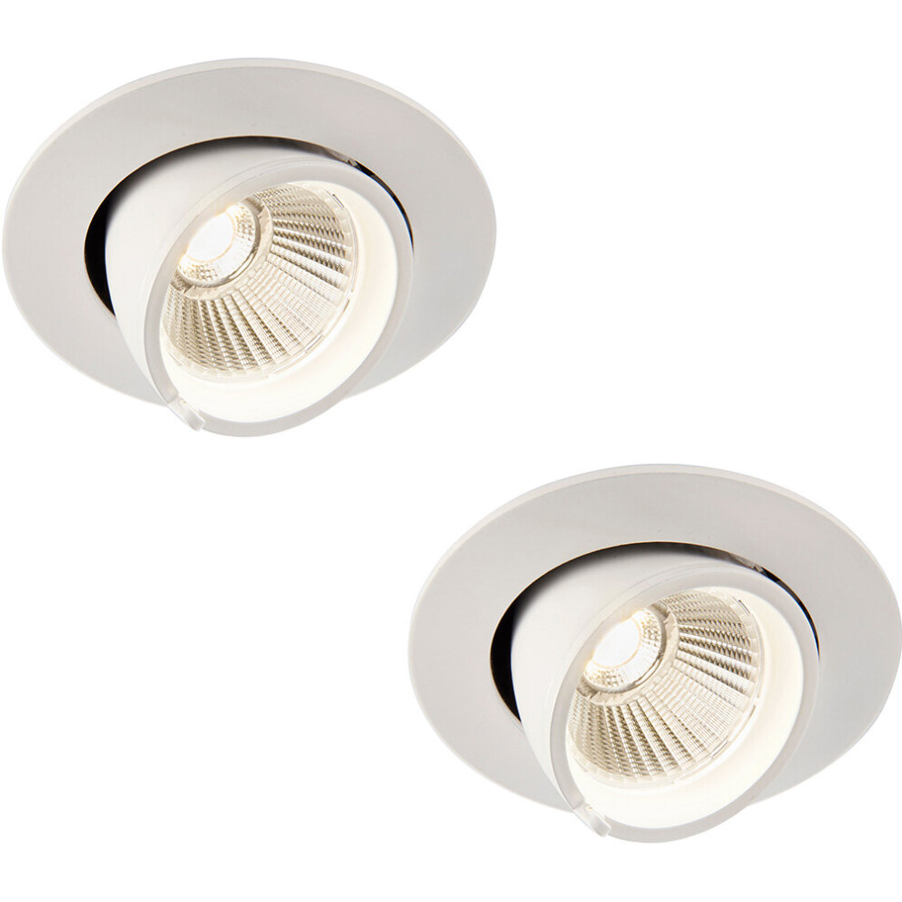 Loops 2 Pack Fully Adjustable Ceiling Downlight - 9W Cool White Led - Matt White