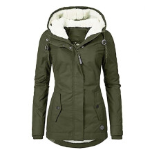 (Army Green, M) Womens Faux Fur Parka Jacket Coat Ladies Hooded Outwear Winter Warm Overcoat