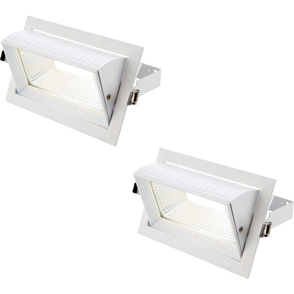 Loops 2 Pack Fully Adjustable Ceiling Downlight - 35W Cool White Led - Matt White