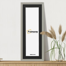 (Grey With Black Mount, 12x8" Pic (16x12" Frame)) Panoramic Size Grey Picture Frame / Step Style Wall Art Frame / Handmade Wooden Effect Photo Frames With Multicolored Mount