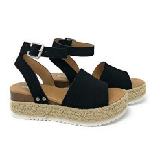 (Black, EU39) Summer Beach Women's Platform Leopard Print Espadrilles Sandals Shoes Size 36-42