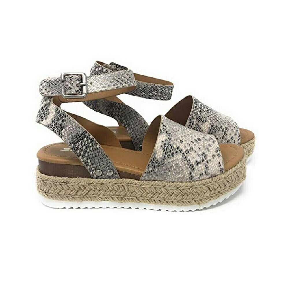 (Snake Skin, EU40) Summer Beach Women's Platform Leopard Print Espadrilles Sandals Shoes Size 36-42