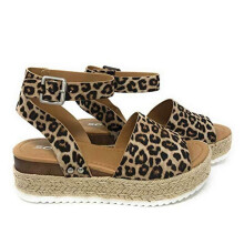 (Leopard print, EU38) Summer Beach Women's Platform Leopard Print Espadrilles Sandals Shoes Size 36-42