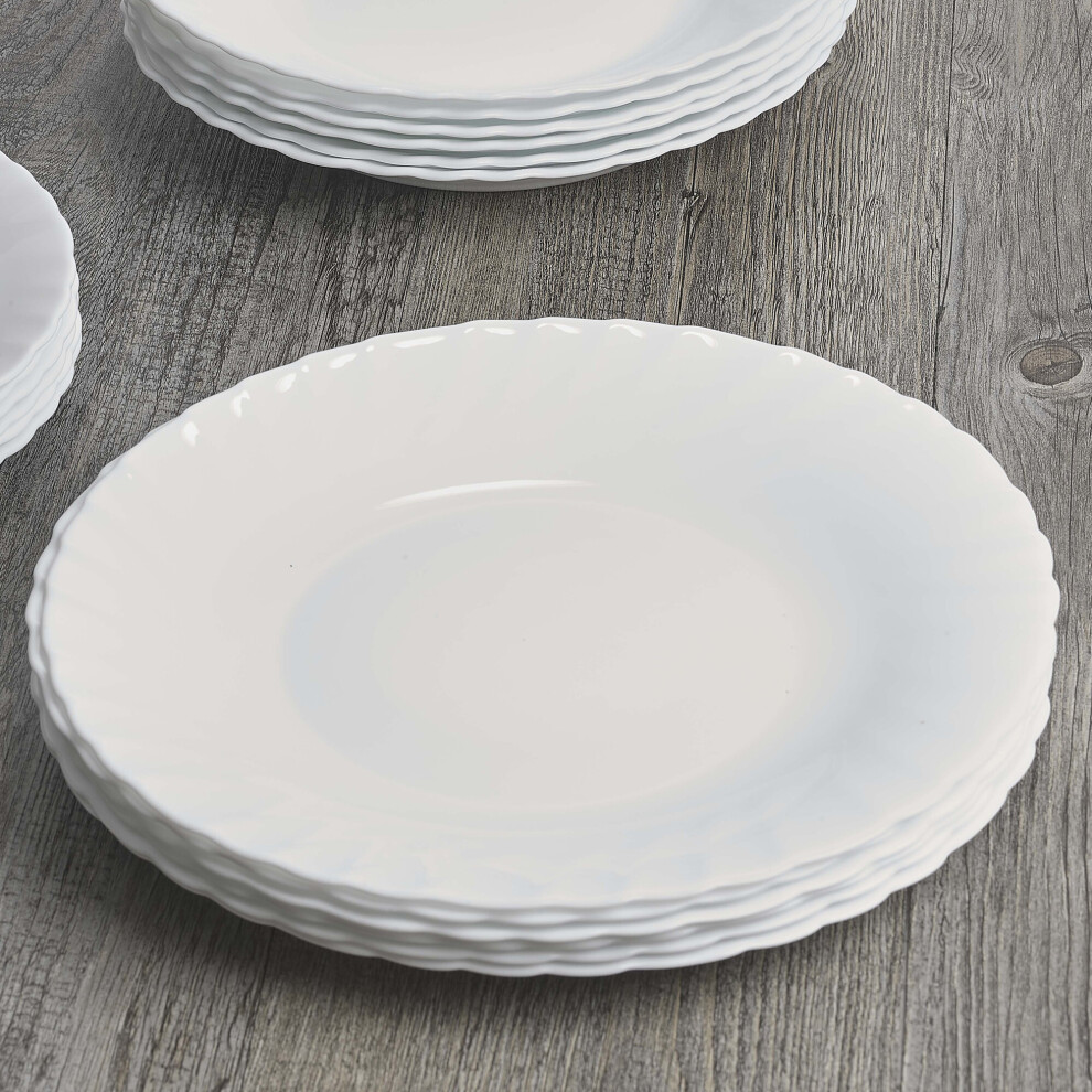 (6 x Dinner Plates) Dinner Service Set Opal Glass Dining Plate Bowl