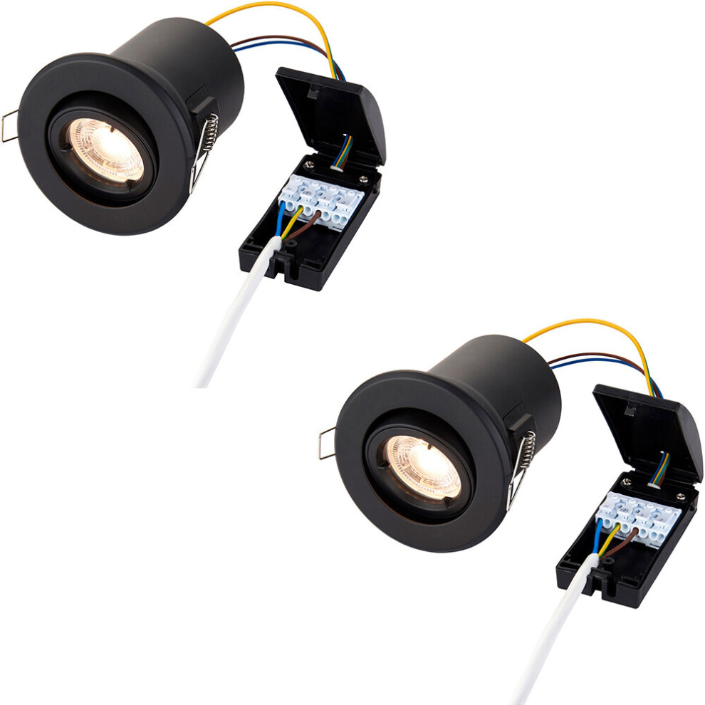 Loops 2 Pack Tiltable Recessed Ceiling Downlight - 50W Gu10 Reflector - Fire Rated Black