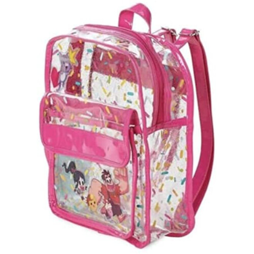 Disney Wreck-It Ralph Backpack Pink Transparent pom pom vanellope NEW 2