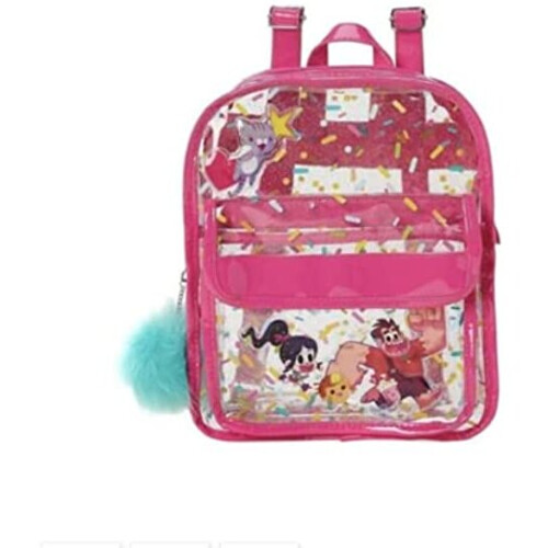 Disney Wreck-It Ralph Backpack Pink Transparent pom pom vanellope NEW