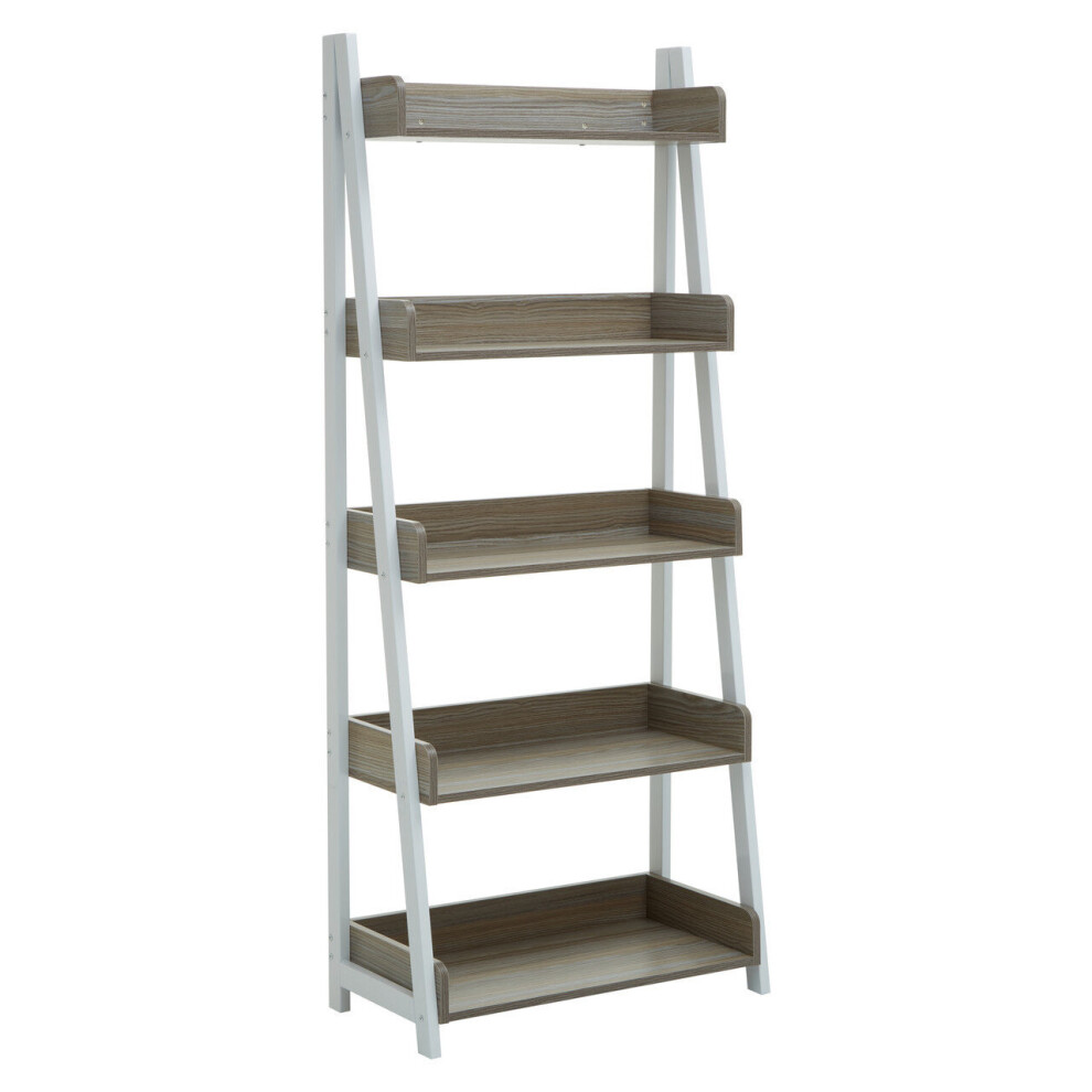 Premier Housewares Versatile Five Tier Oak Shelf Unit, Ample Storage Space Shelving Unit, Durable Tall Cupboard Shelves Light