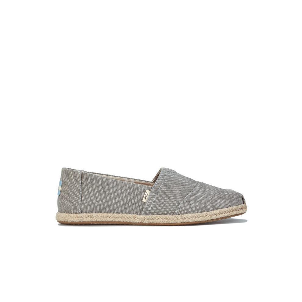 (UK 4) Women's Toms Washed Canvas Espadrille Pumps in Grey