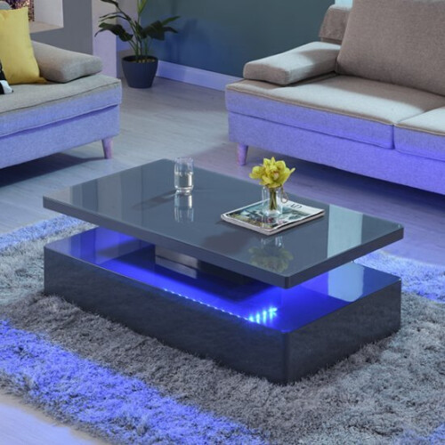 Black gloss coffee table with deals led