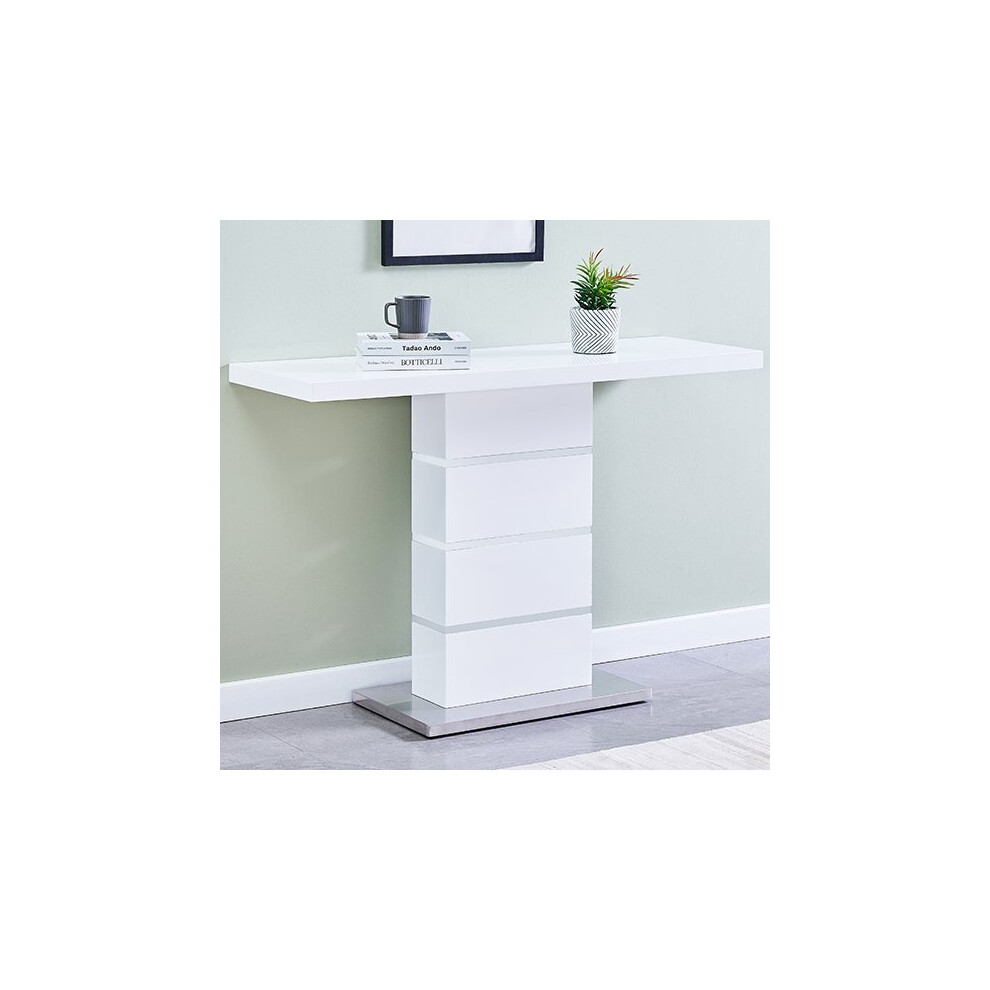 Parini Rectangular High Gloss Console Table In White