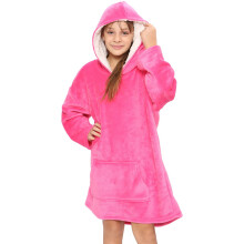 Kids Girls Oversized Hoodie Pink Snuggle Blanket