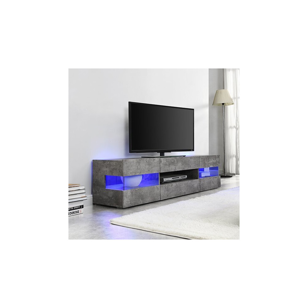 Kirsten Wooden TV Stand In Concrete Effect With LED Lighting