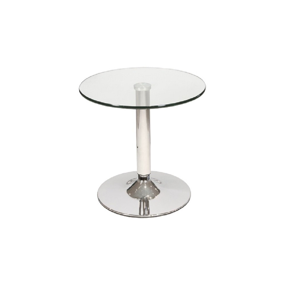 Belize Round Clear Glass Bistro Side Table With Chrome Base