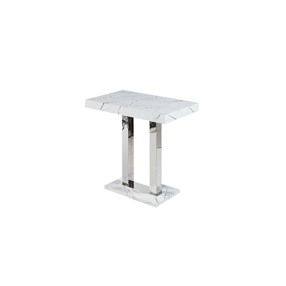 Vida Marble Effect High Gloss Bar Table Rectangular In White