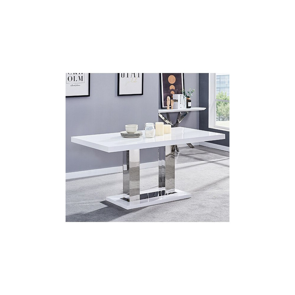 Candice High Gloss Dining Table In White