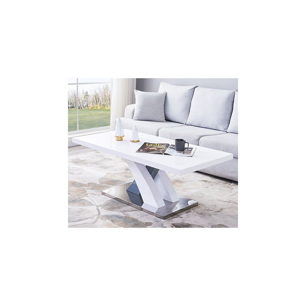 Axara Rectangular High Gloss Coffee Table In White And Grey