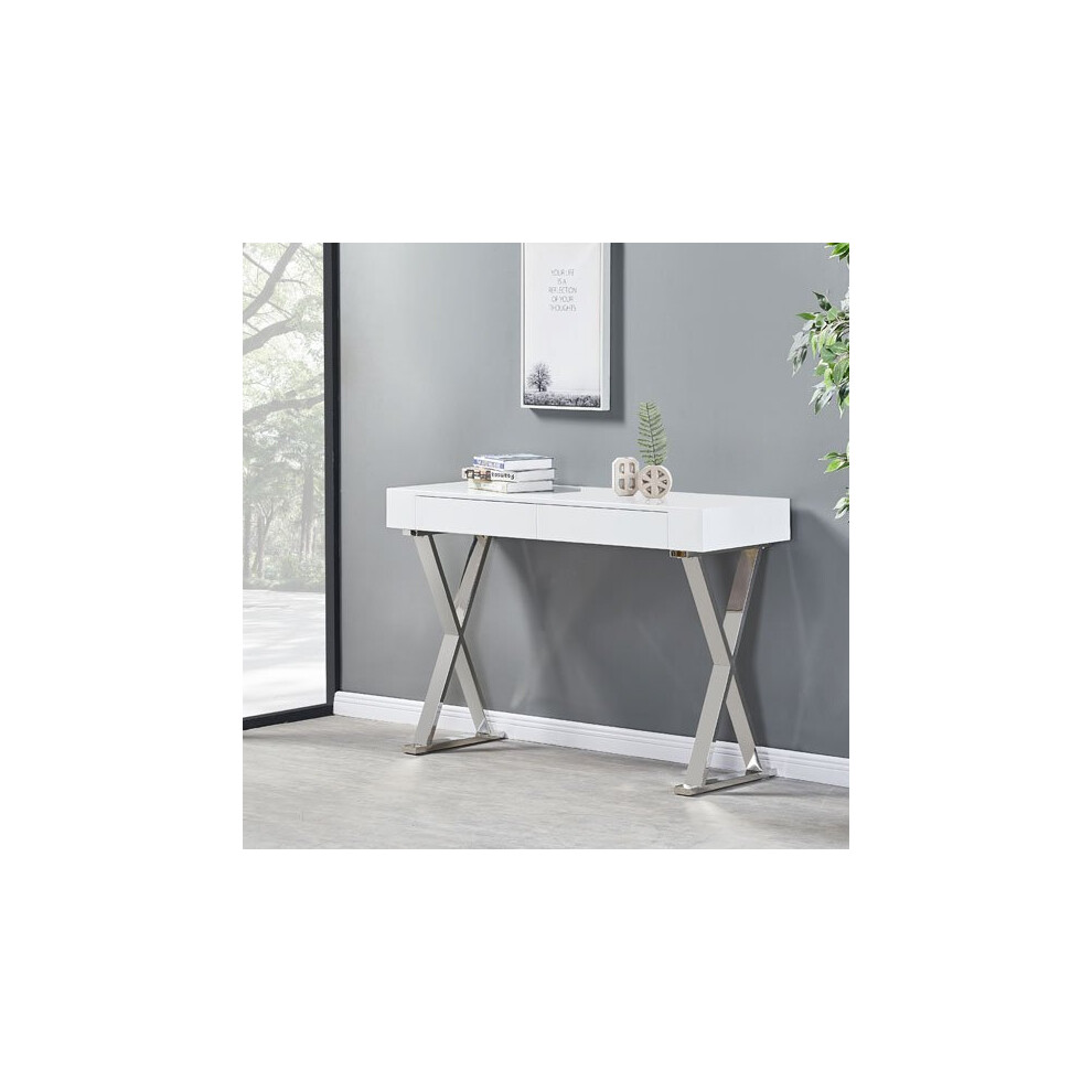 Mayline High Gloss Console Table In White