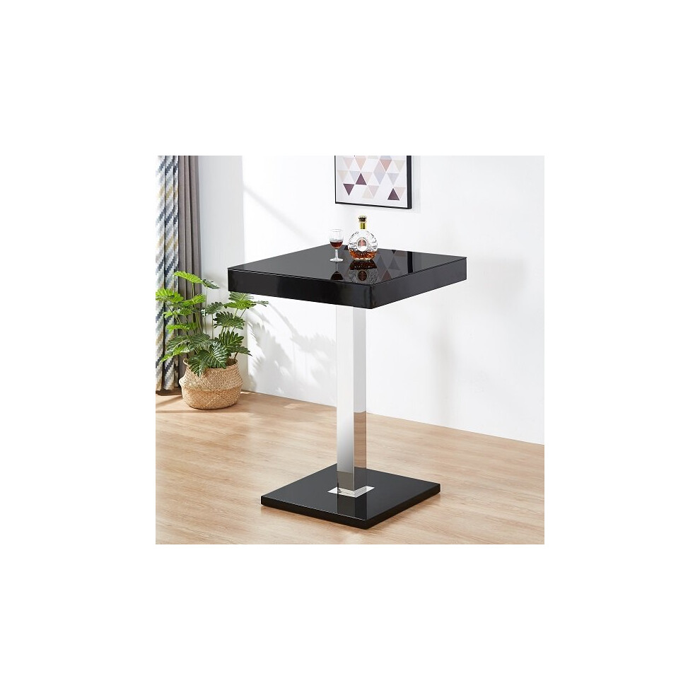 Topaz High Gloss Bar Table Square Glass Top In Black
