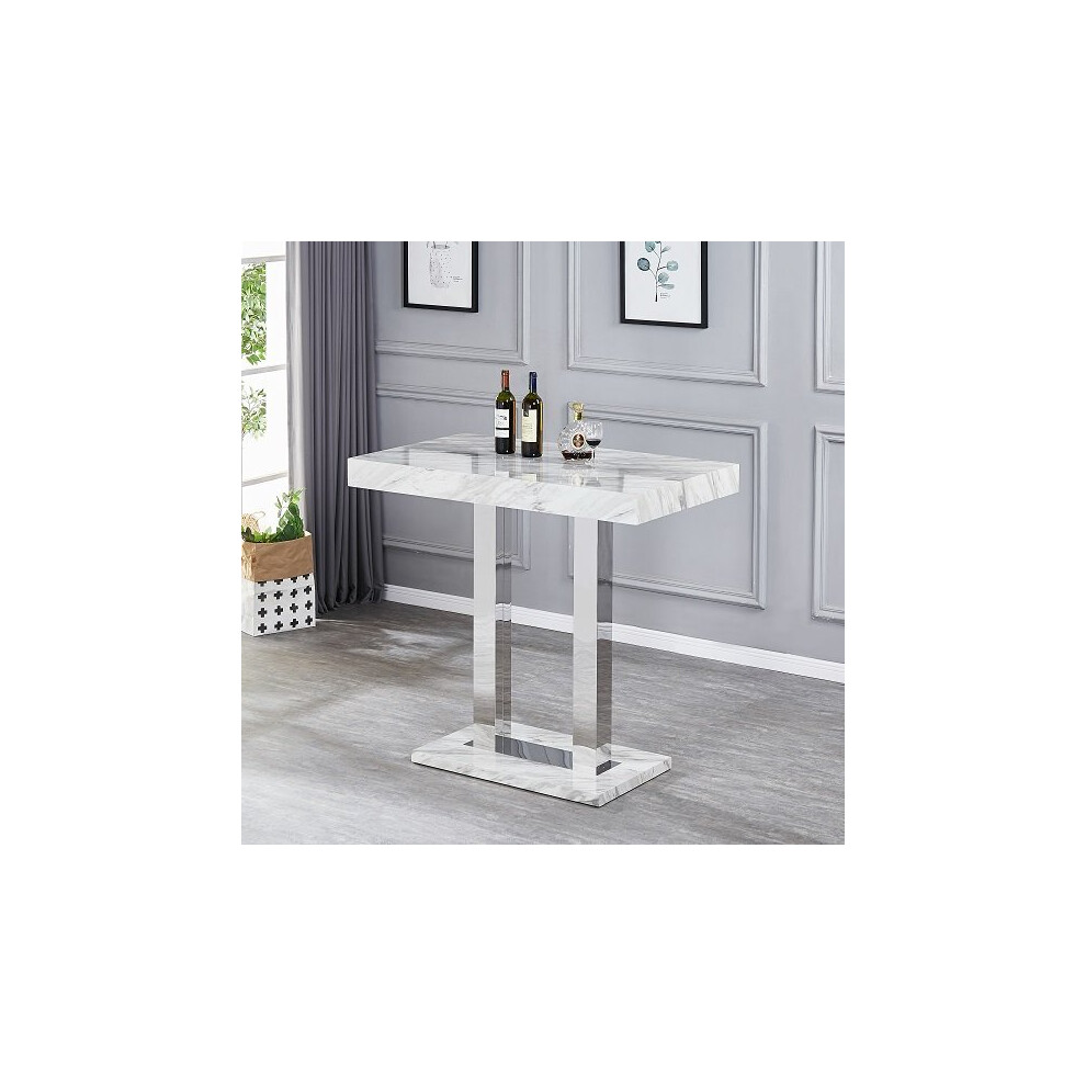 Caprice High Gloss Bar Table In Magnesia Marble Effect