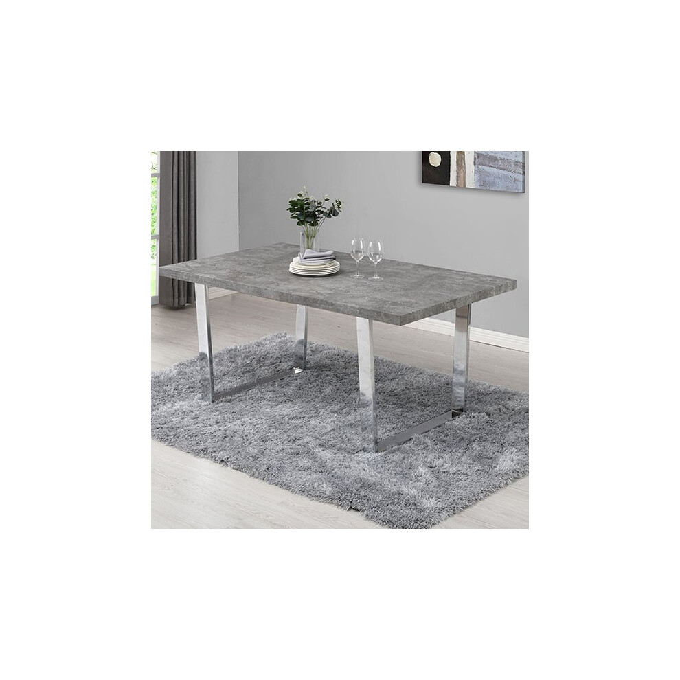 Constable Rectangular Wooden Dining Table In Concrete Effect
