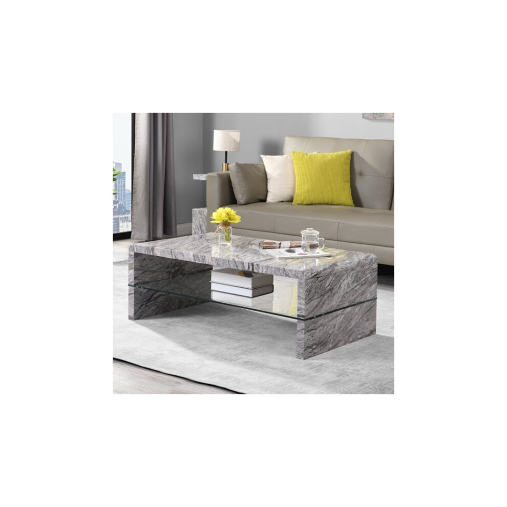 Momo High Gloss Coffee Table In Melange Marble Effect