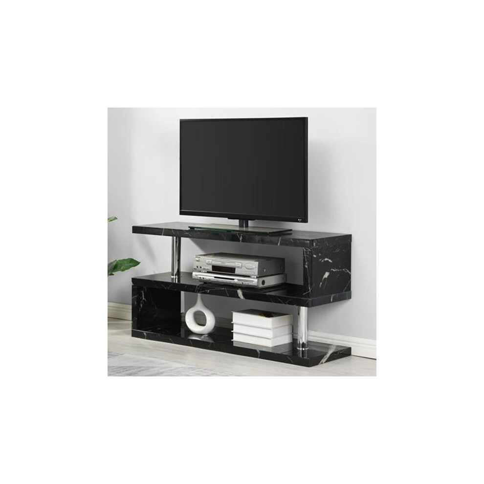 Miami High Gloss S Shape TV Stand In Milano Marble Effect