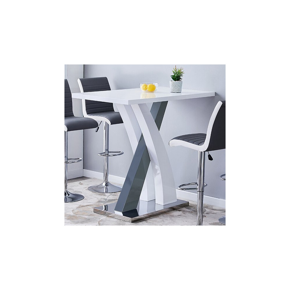 Axara High Gloss Bar Table Rectangular In White And Grey