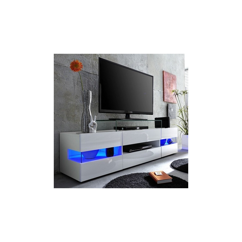Kirsten High Gloss TV Stand In White With LED Lighting