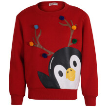 (3-4 Years, Red) Kids Girls Boys School Christmas Jumper Sweatshirt