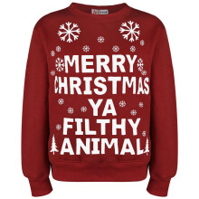 (11-12 Years, Ya Filthy Wine) Unisex Xmas Jumper Ya Filthy Animal, Santa Floss