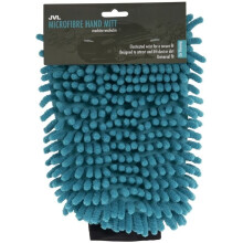 JVL Car Bike Care Cleaning Range Microfibre Hand Mitt with Elasticated Cuff, Chenille, Teal/Grey, 23.5 x 16 x 2 cm
