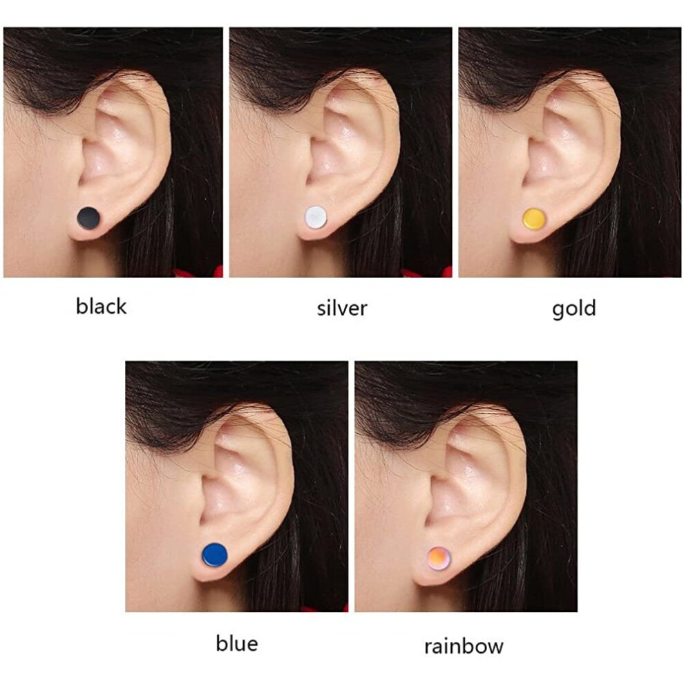 Magnetic Earring No Piercing Black Earrings Stud Mens Women Fake Round  Jewellery | eBay