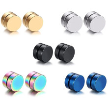 Epoch World 5 Pairs Strong Magnetic Earrings for Man Woman Fake Clip Non Pierced Stud Earrings Hypoallergenic 8mm Diameter