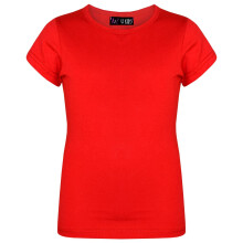 (9-10 Years, Red) Girls T Shirts 100% Cotton Plain School T-Shirt
