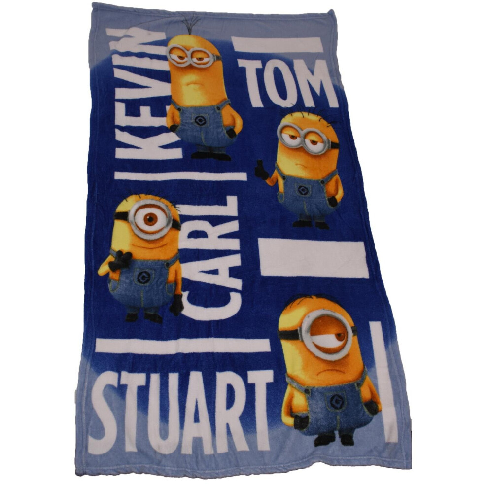 (Minion - Blue) Kids Fleece Blanket Soft Kid Bedding Bed Gift
