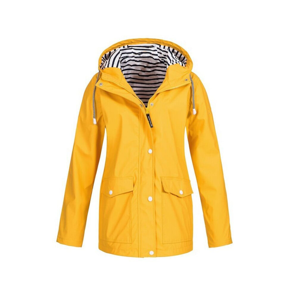 (Yellow, 3XL) Women's Waterproof Raincoat Ladies Outdoor Wind Rain Forest Jacket Coat Rainy