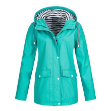 (Green, 3XL) Women's Waterproof Raincoat Ladies Outdoor Wind Rain Forest Jacket Coat Rainy